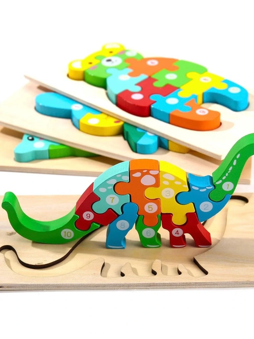 Montessori Wooden Puzzles with Carrying Bag (4 Pack) NIB